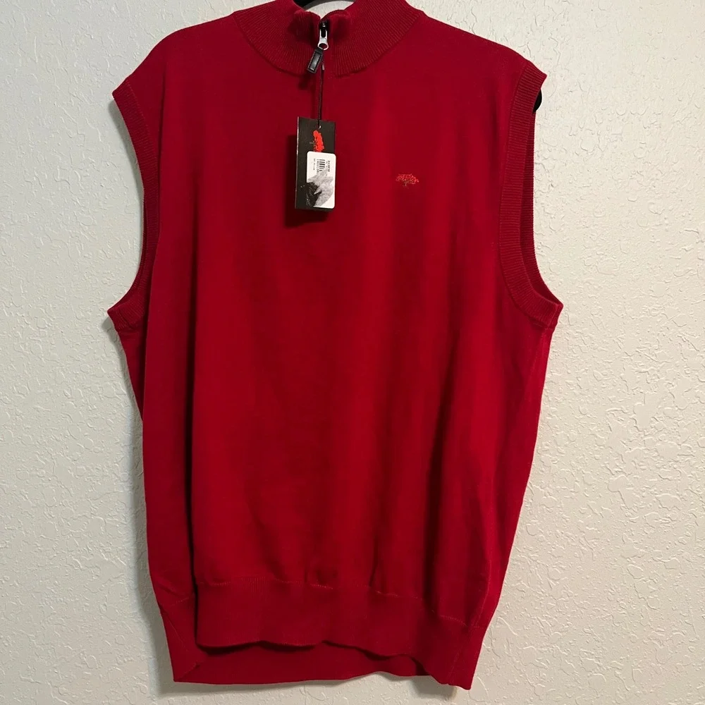 New Royal Poinciana Golf Club Vest Mens Golfcore 1/4 Knit Red XL Pullover Napled